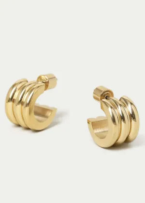 RIDGE HOOP EARRINGS - GOLD PLATED