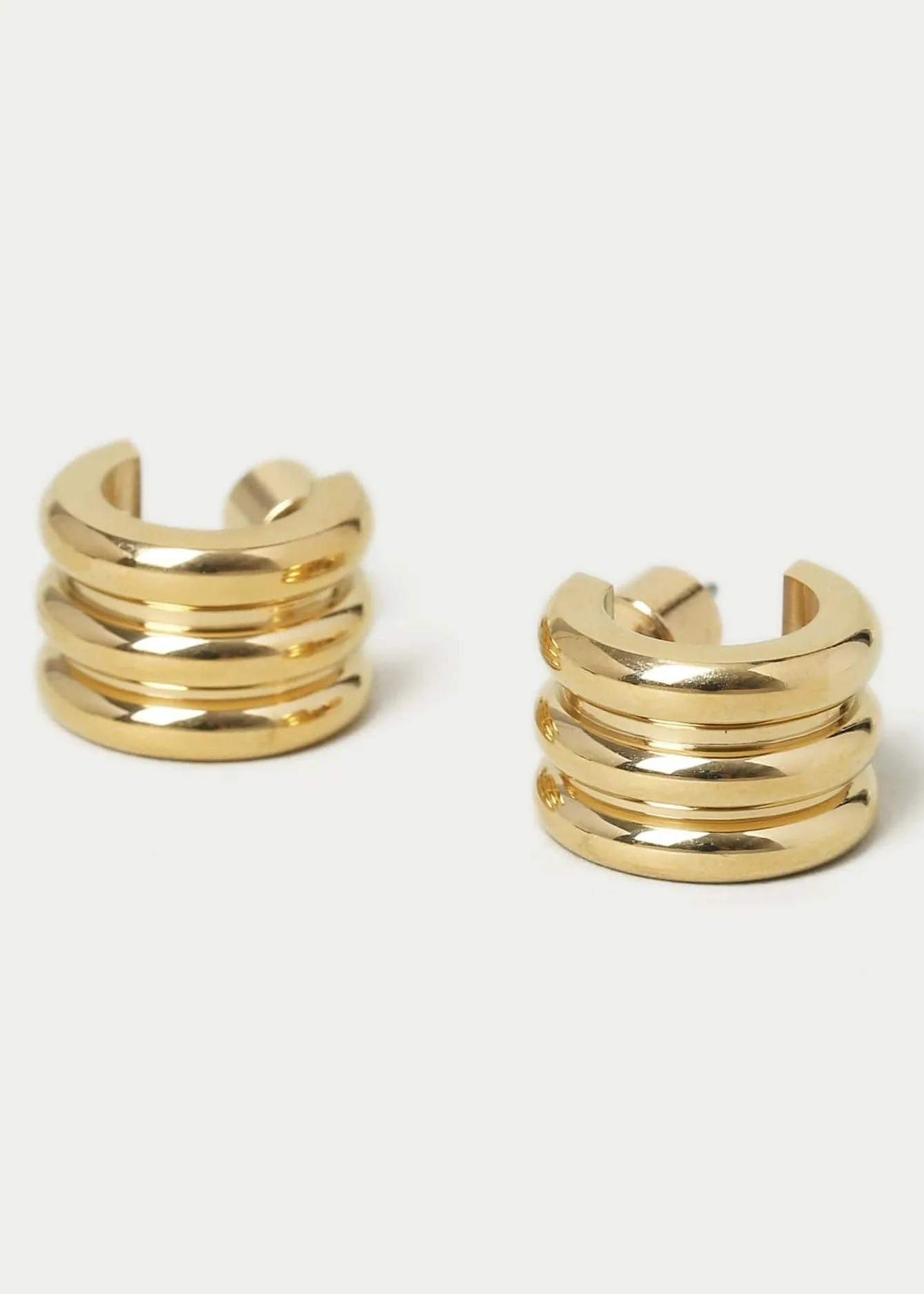 RIDGE HOOP EARRINGS - GOLD PLATED