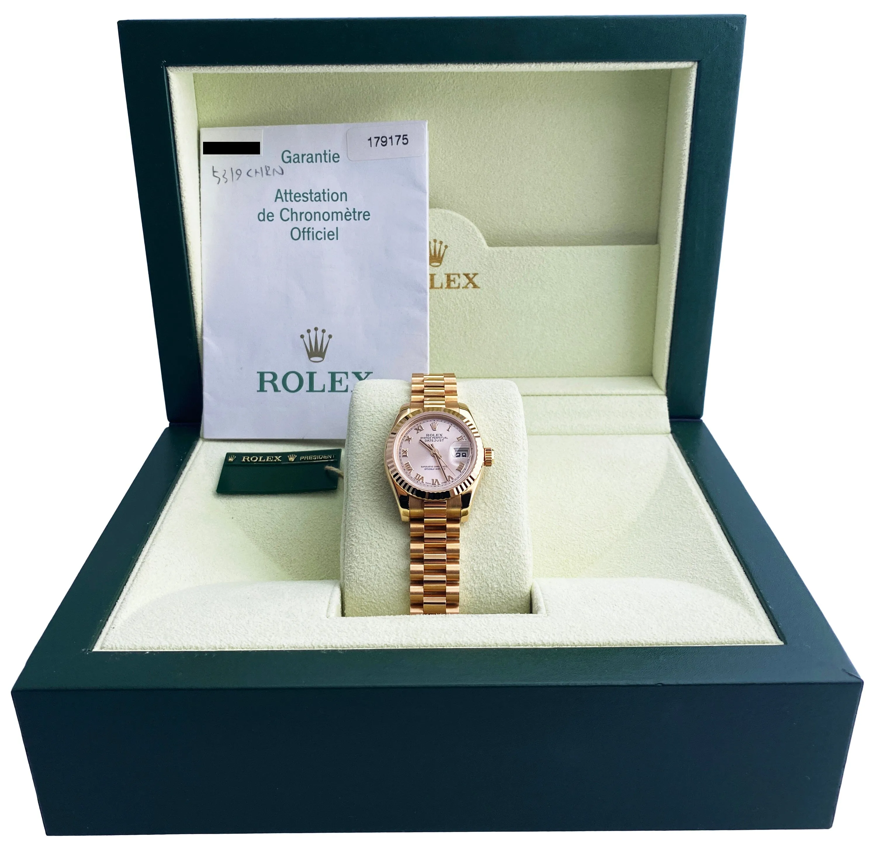 Rolex Datejust 179175 18K Rose Gold Ladies Watch Box Papers