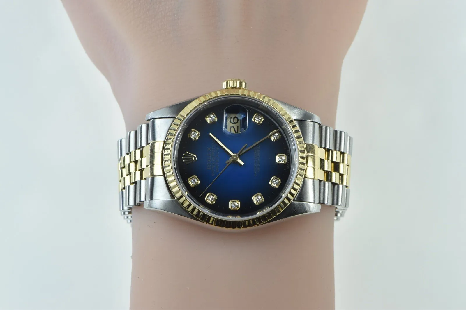 Rolex Datejust 36mm 16233 Blue Vignette Diamond Dial Men's TT Watch