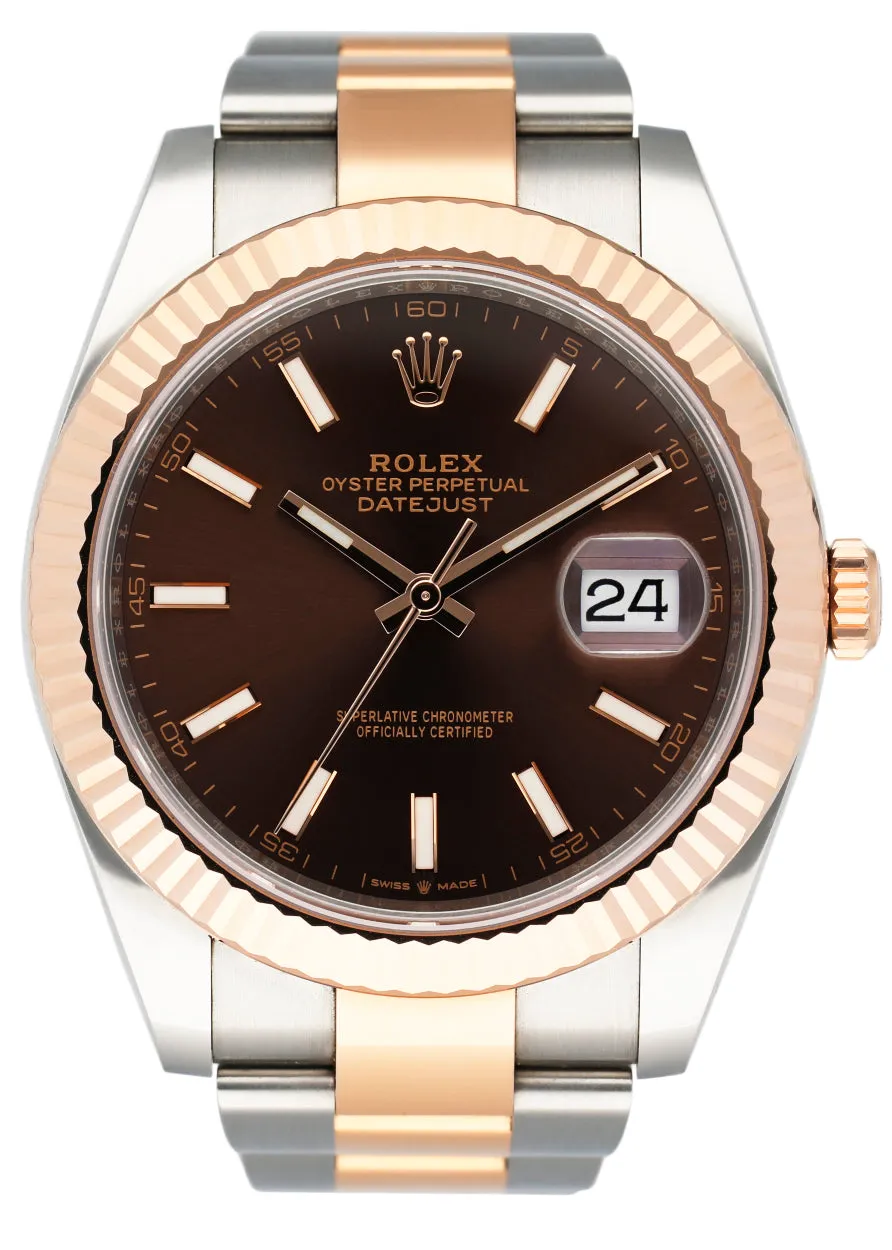 Rolex Datejust 41 126331 Chocolate Dial Rose Gold Mens Watch Box Papers