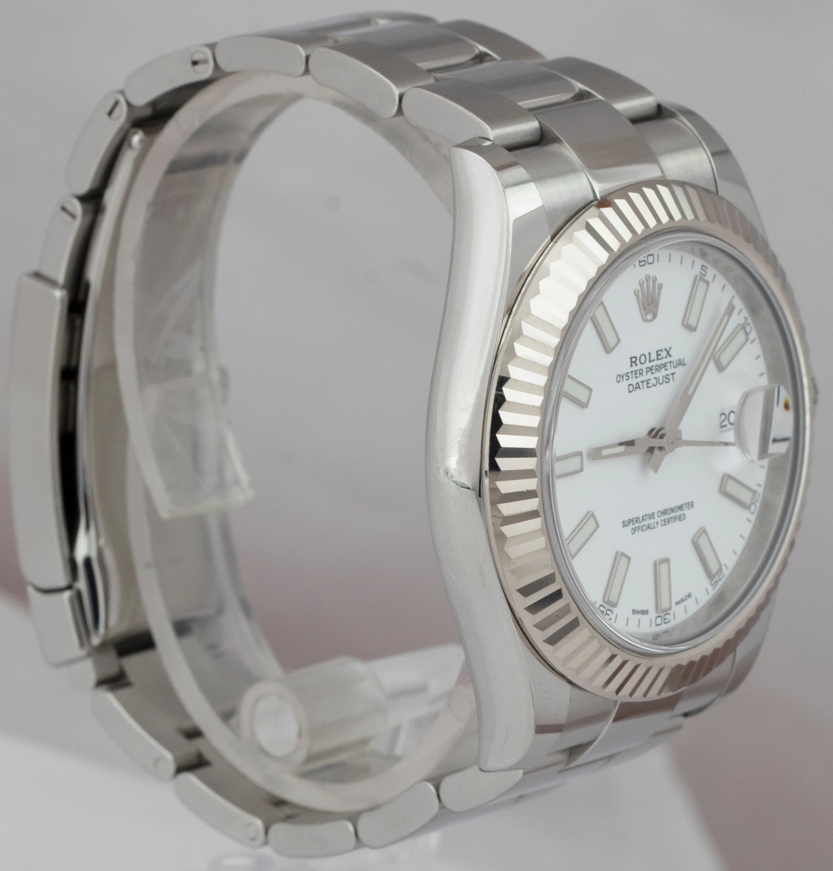 Rolex DateJust II 41mm White 41mm Fluted Stainless Steel Oyster Watch 116334