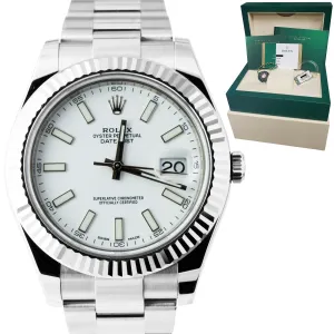 Rolex DateJust II 41mm White 41mm Fluted Stainless Steel Oyster Watch 116334