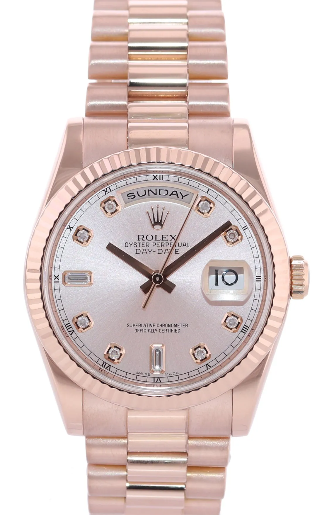 Rolex President Day Date Rose Gold 118235 Diamond Heavy Buckle Watch Box