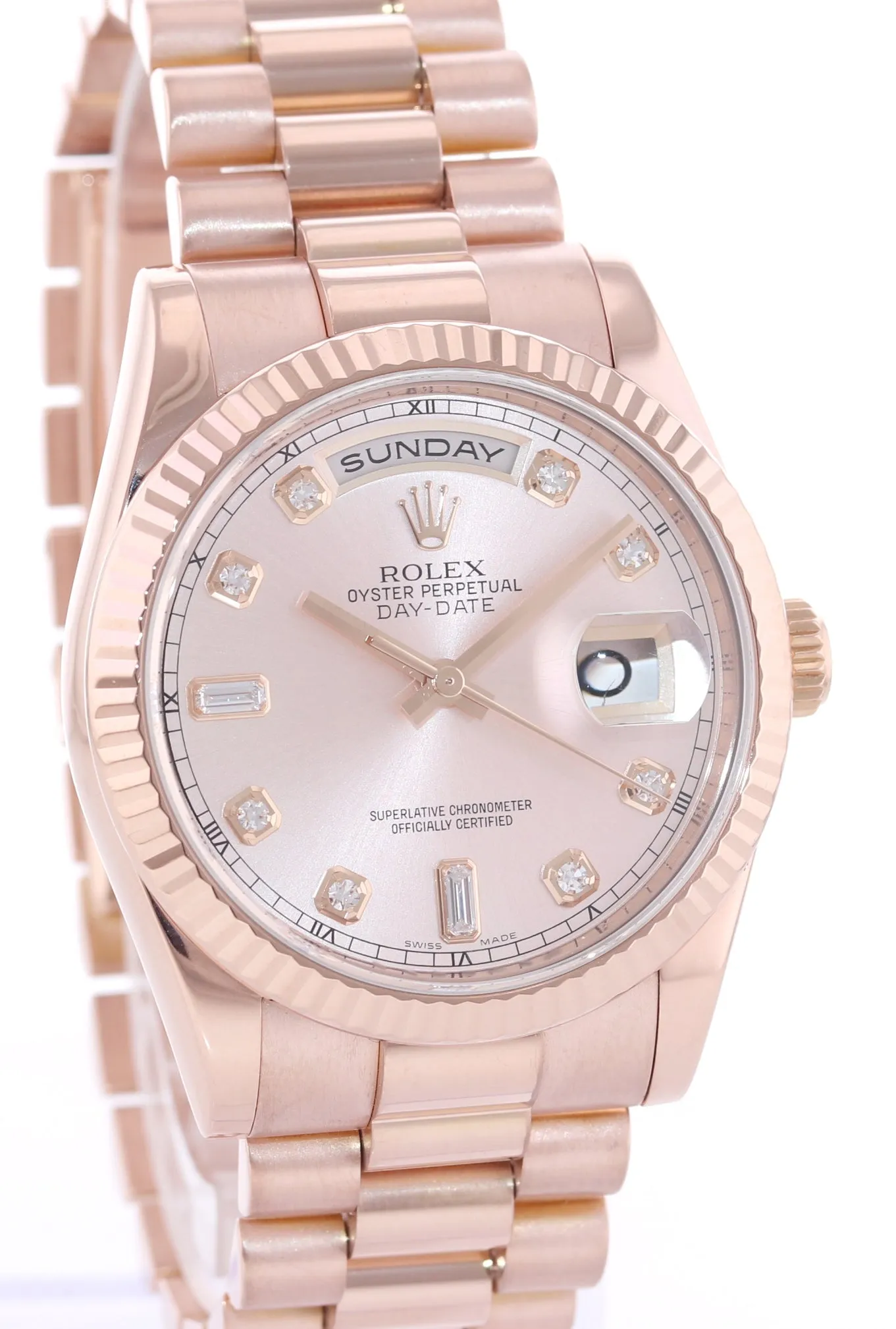 Rolex President Day Date Rose Gold 118235 Diamond Heavy Buckle Watch Box