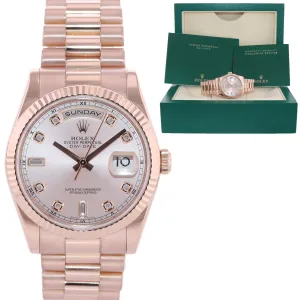 Rolex President Day Date Rose Gold 118235 Diamond Heavy Buckle Watch Box