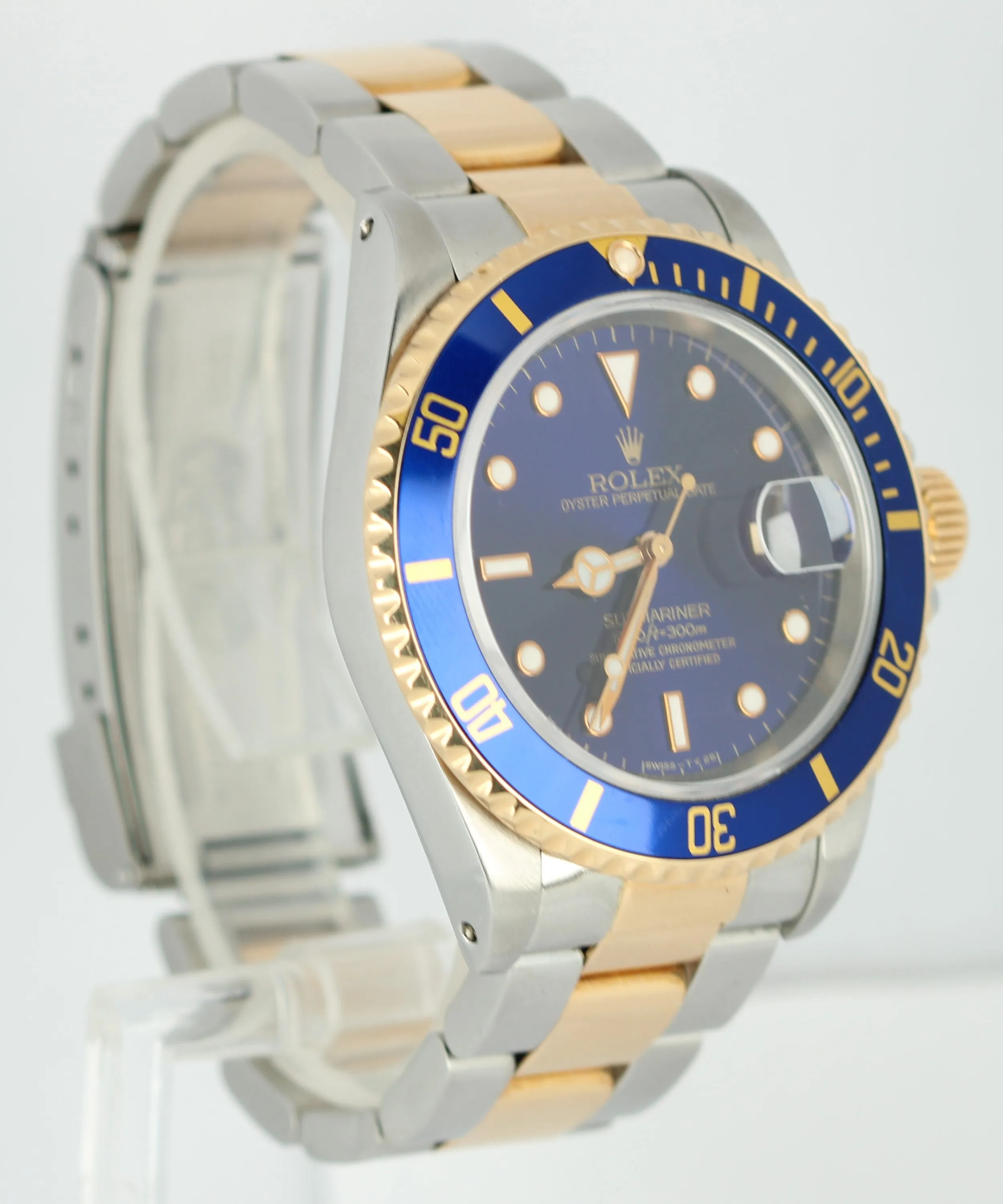 Rolex Submariner Two-Tone 18K Gold Stainless Steel Blue 40mm Oyster Watch 16613