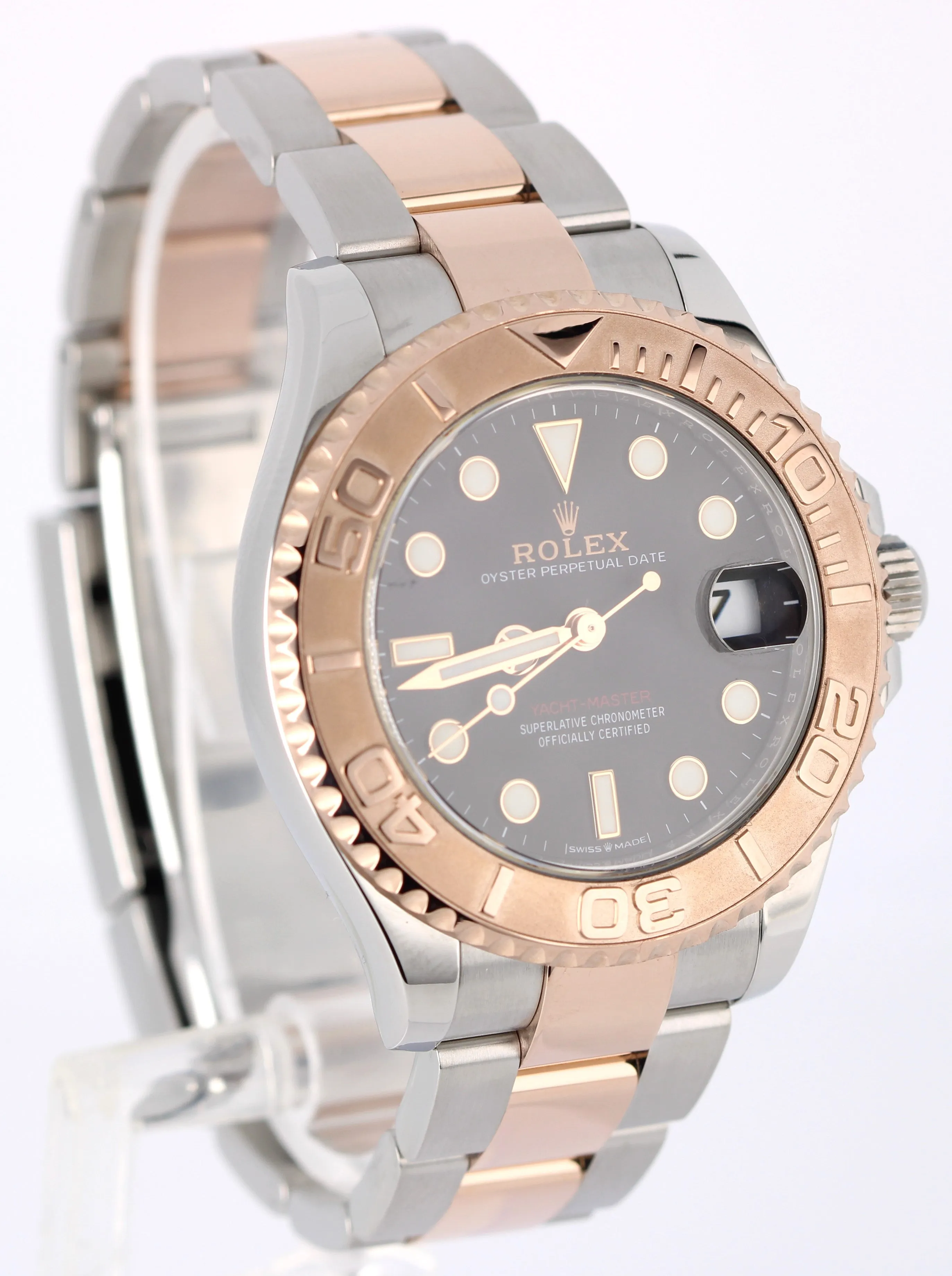 Rolex Yacht-Master 37mm Two-Tone 18k Rose Gold Steel Black 268621 Watch