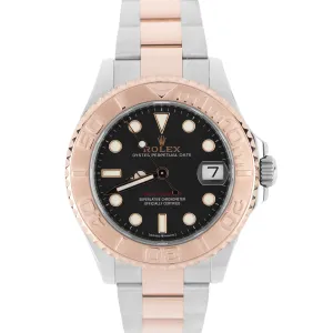 Rolex Yacht-Master 37mm Two-Tone 18k Rose Gold Steel Black 268621 Watch