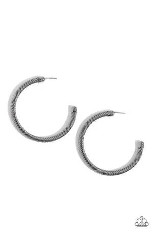 Roped in Radiance Black Hoop Earrings Paparazzi
