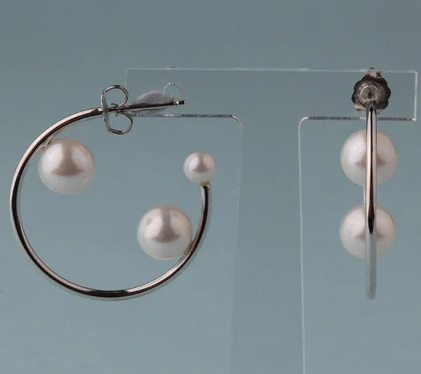 Rose Gold Plated Silver Earrings with 4.5-8mm Round Shape Freshwater Pearl