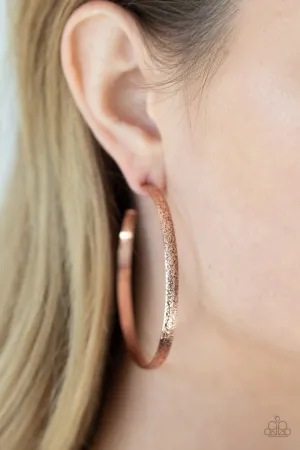 Rustic Radius - Copper - Textured Paparazzi Hoop Earrings