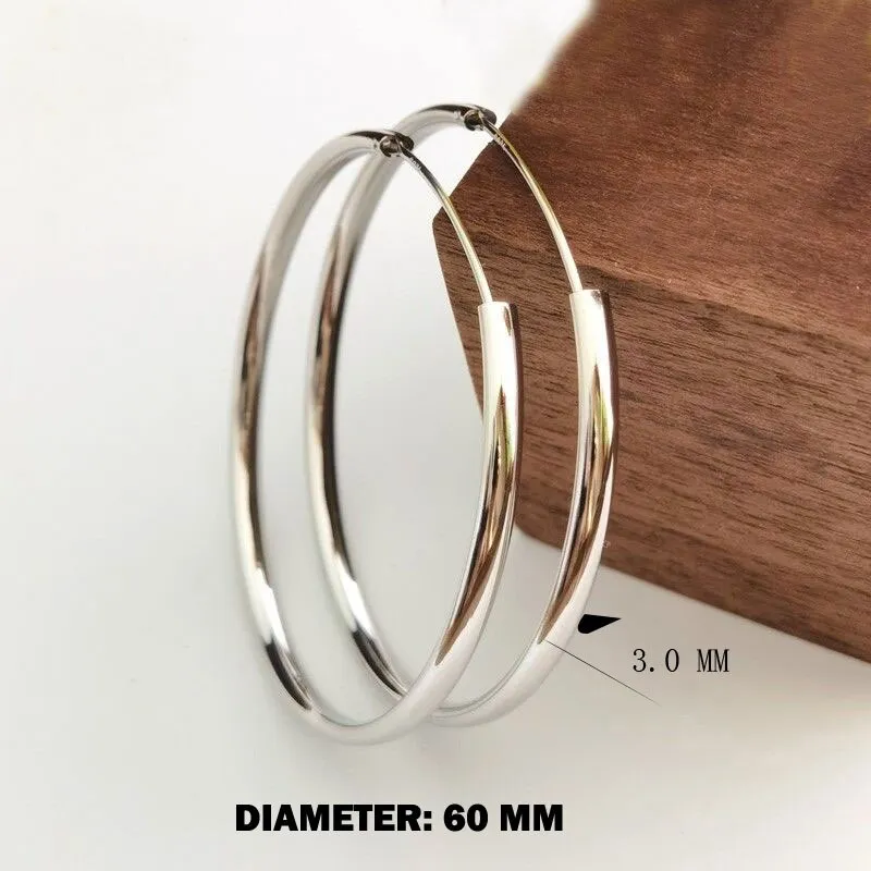S925 Earrings 70mm Diameter Big Hoop Earrings For Women