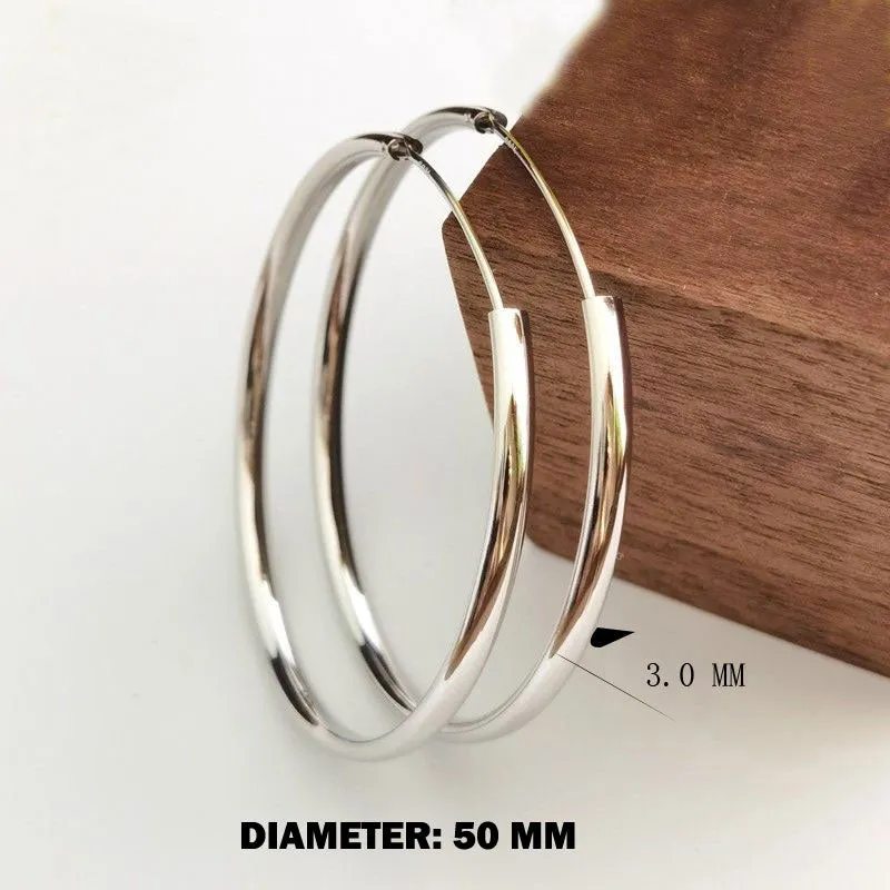 S925 Earrings 70mm Diameter Big Hoop Earrings For Women