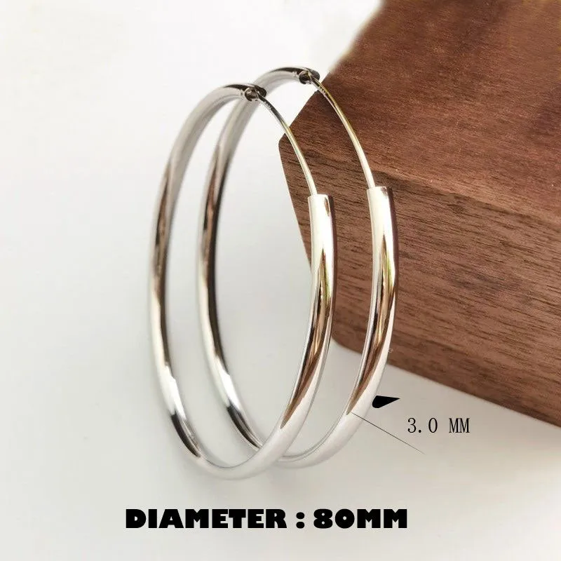 S925 Earrings 70mm Diameter Big Hoop Earrings For Women