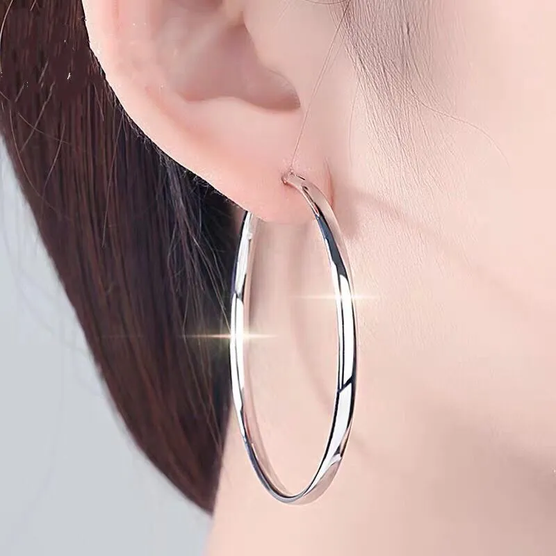S925 Earrings 70mm Diameter Big Hoop Earrings For Women