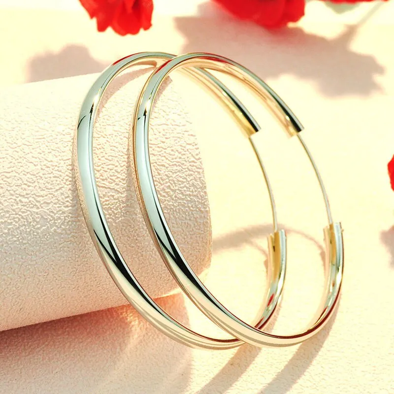 S925 Earrings 70mm Diameter Big Hoop Earrings For Women