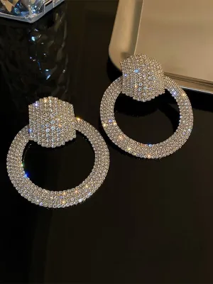 S925 Silver Needle Rhinestone Hoop Earrings MSE092401