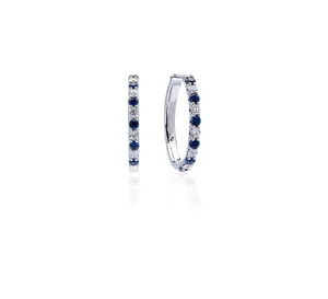 Sabel Collection 14K White Gold Sapphire and Diamond Hoop Earrings