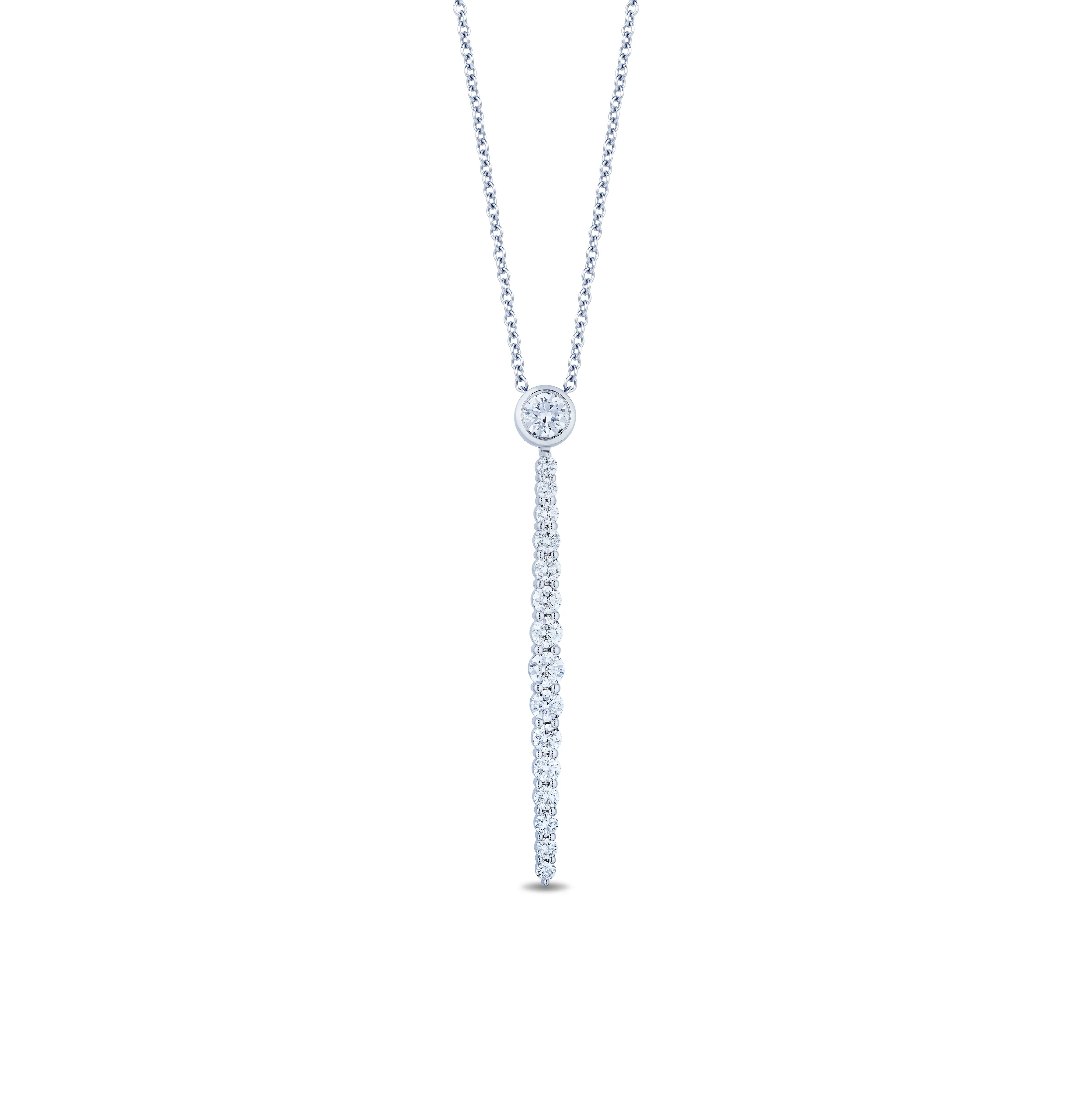 Sabel Collection White Gold Large Single Bar Drop Diamond Pendant