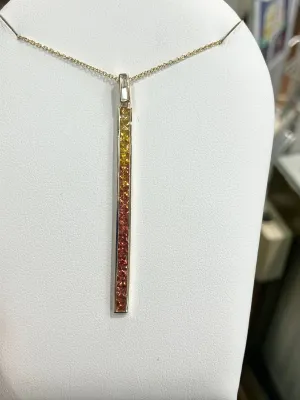 Sapphire And Diamond Gold Bar Necklace