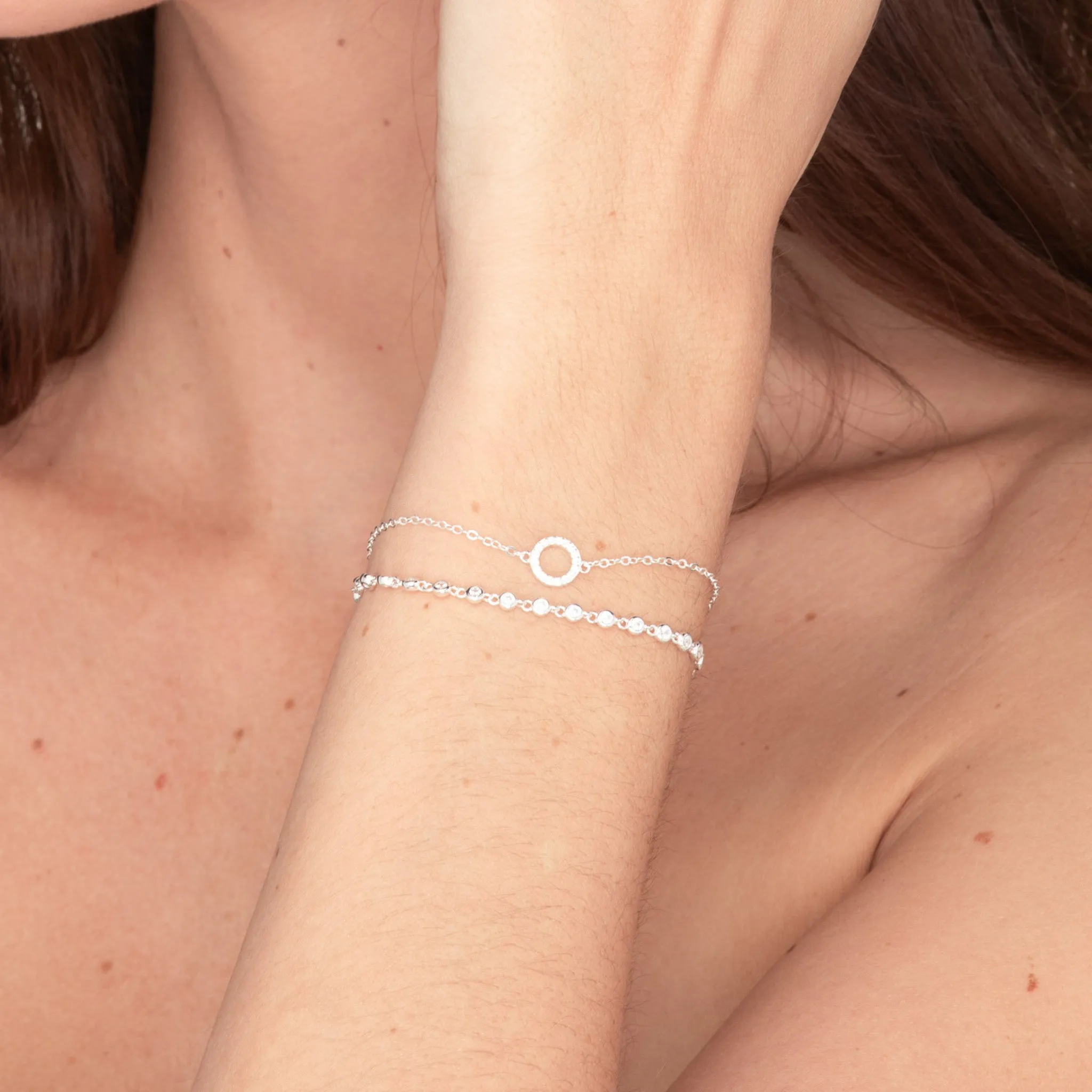 Sapphire Round Tennis Link Chain Bracelet