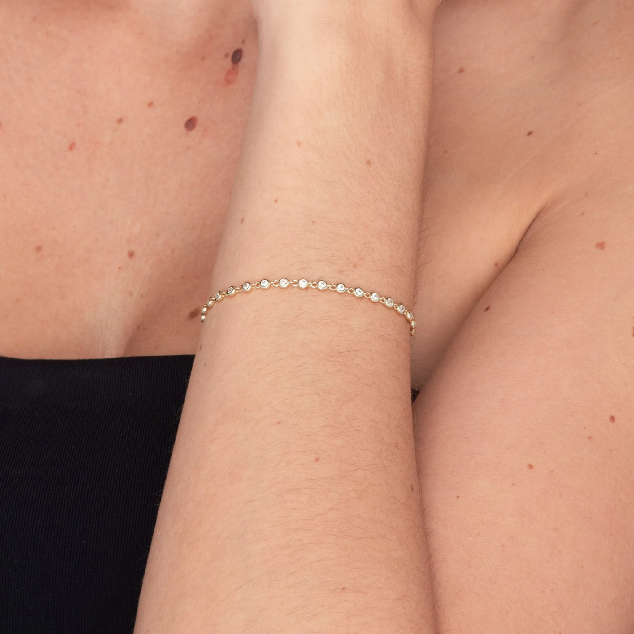 Sapphire Round Tennis Link Chain Bracelet