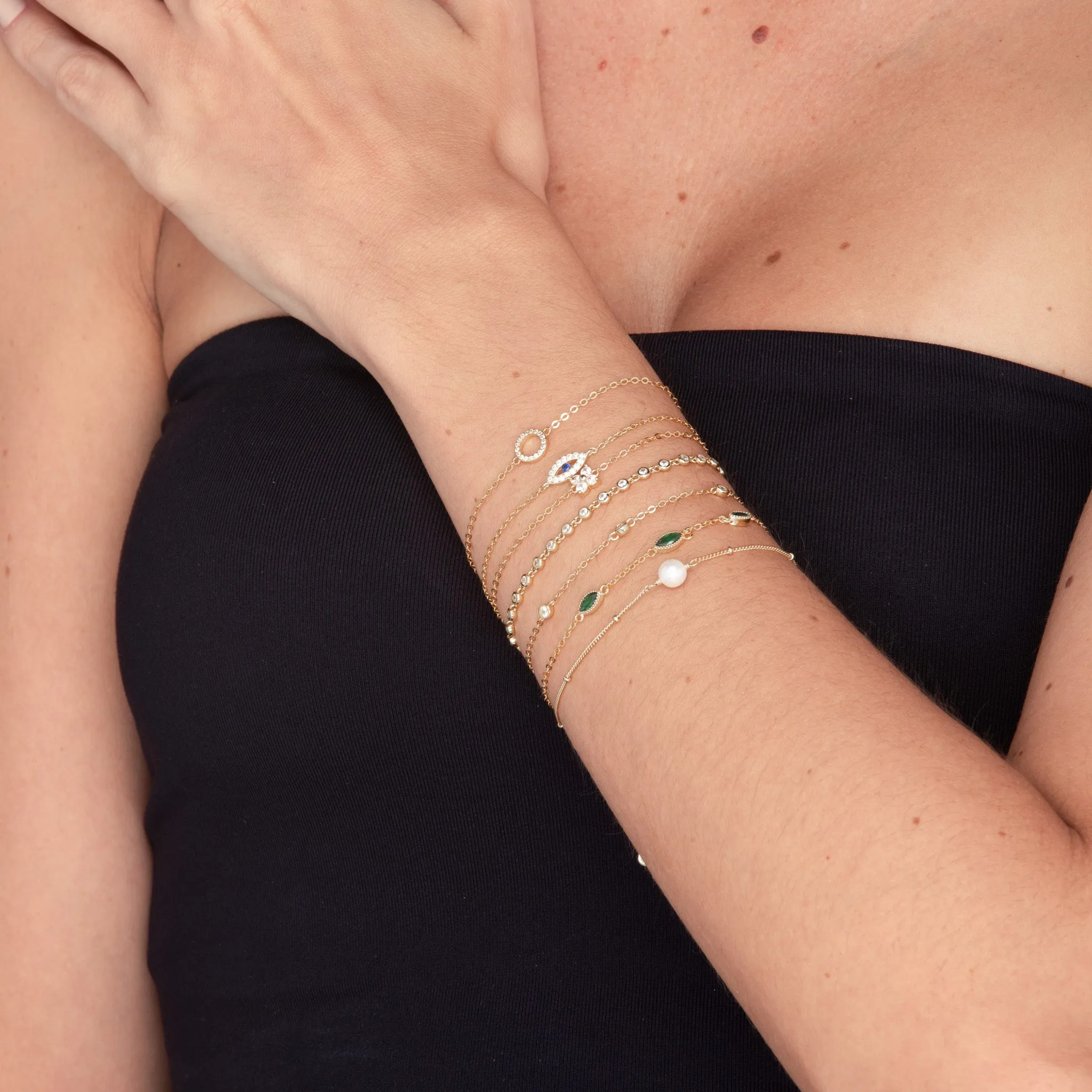 Sapphire Round Tennis Link Chain Bracelet