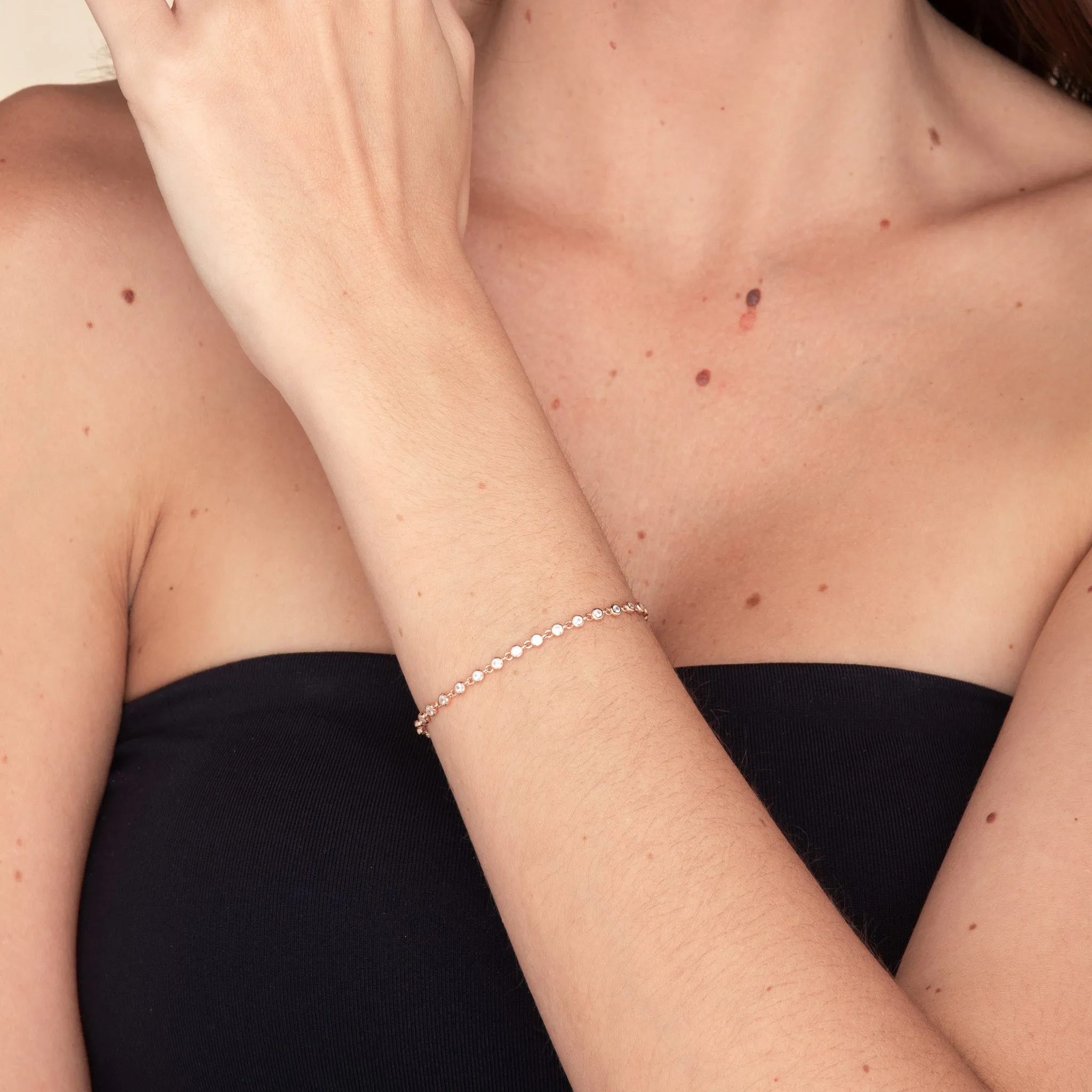 Sapphire Round Tennis Link Chain Bracelet