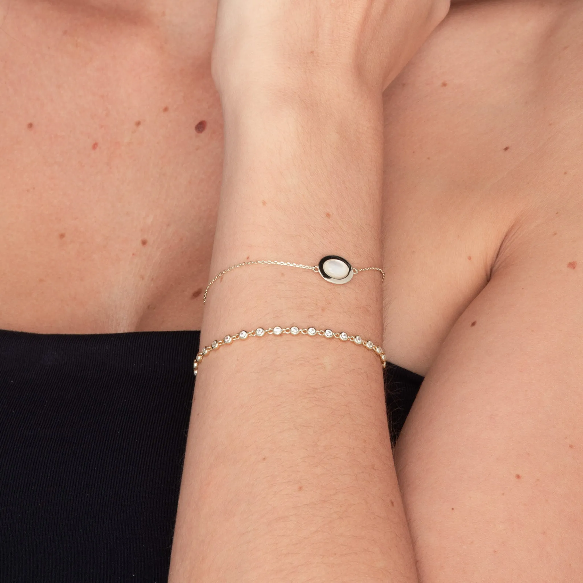 Sapphire Round Tennis Link Chain Bracelet