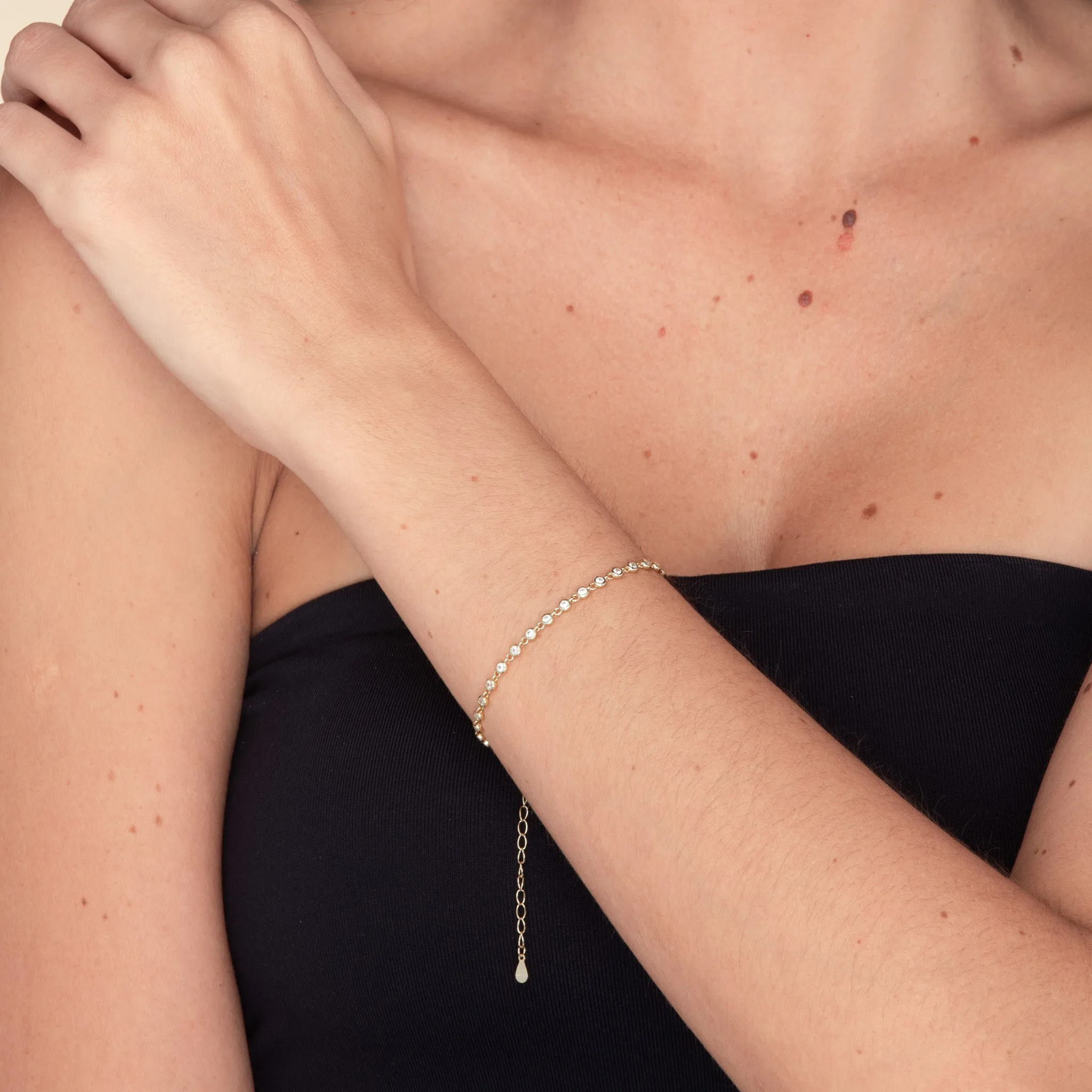 Sapphire Round Tennis Link Chain Bracelet