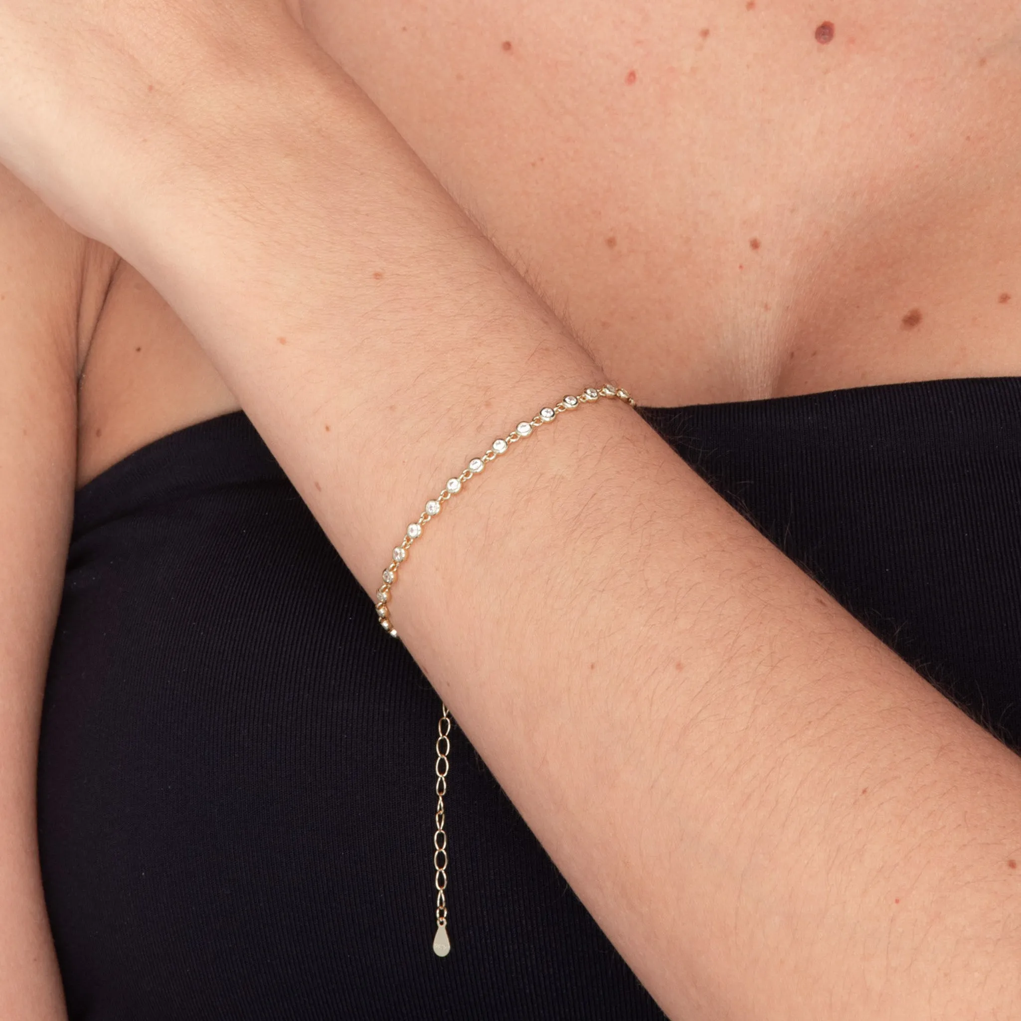 Sapphire Round Tennis Link Chain Bracelet