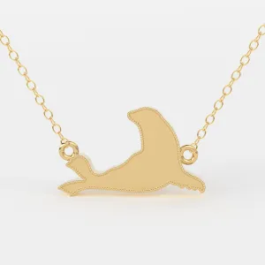 Seal Necklace / 14k Gold Seal Necklace / Marine Life Gold Necklaces / Aquatic Necklace / Minimalist Seal Necklace / Dainty Seal Animal Necklace