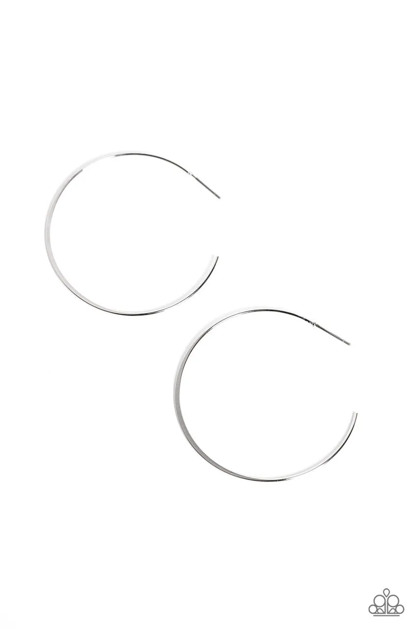 Seize the Sheen - Silver - Thin Paparazzi Hoop Earrings