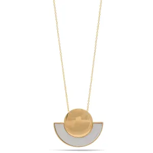 SEMI CIRCLE SILVER SANDED GOLD PENDANT NECKLACE #SWKK-11624NG (HH9)