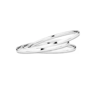 Set of 3 Stackable Round Dome Bangle Bracelet Silver Tone Stainless Steel