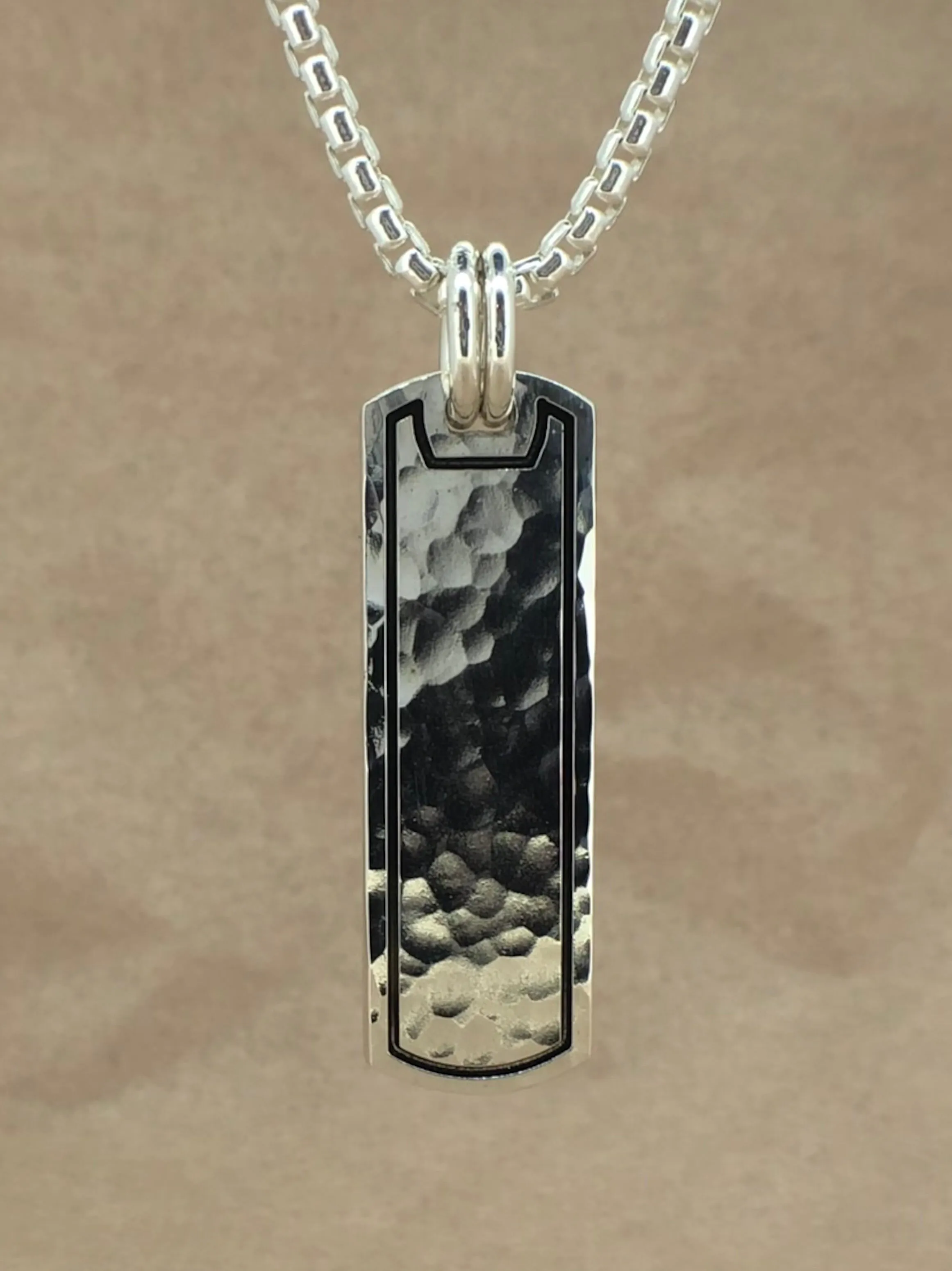 Set Your Bar Sterling Silver Hammered with Border