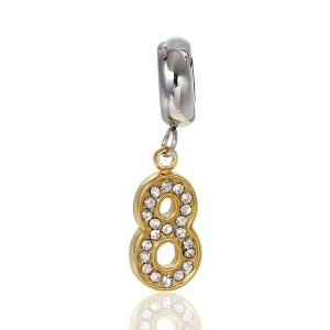 Sexy Sparkles Stainless Steel Letter Charms Number 8 Dangling European Compatible Fits Pandora Charms Bracelet