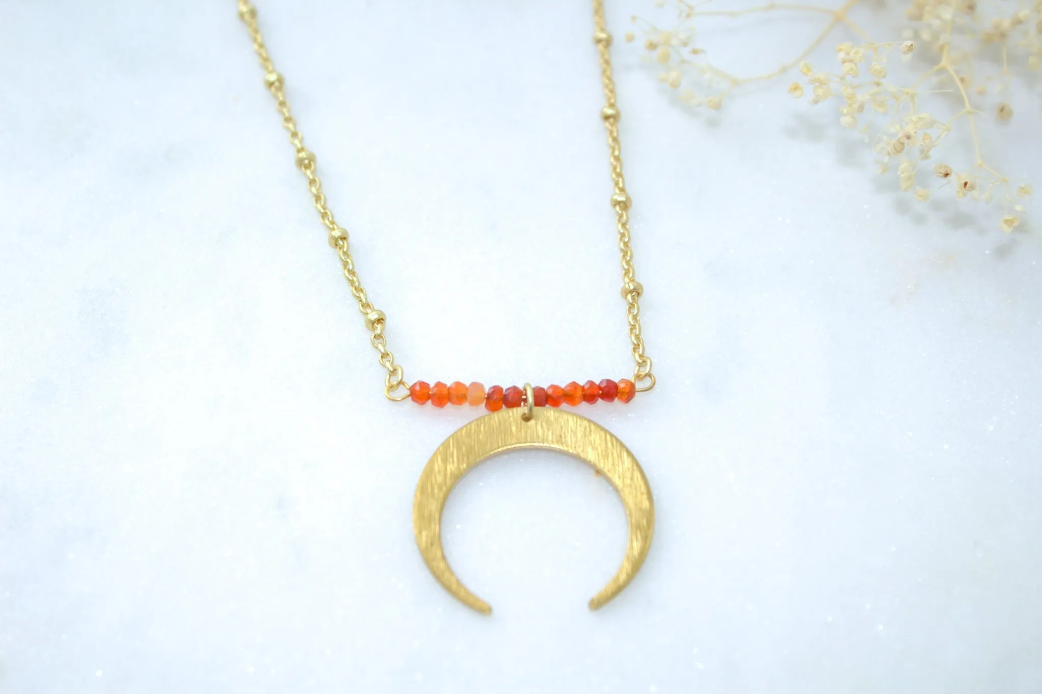 Shades of Citrine   Crescent Moon Necklace