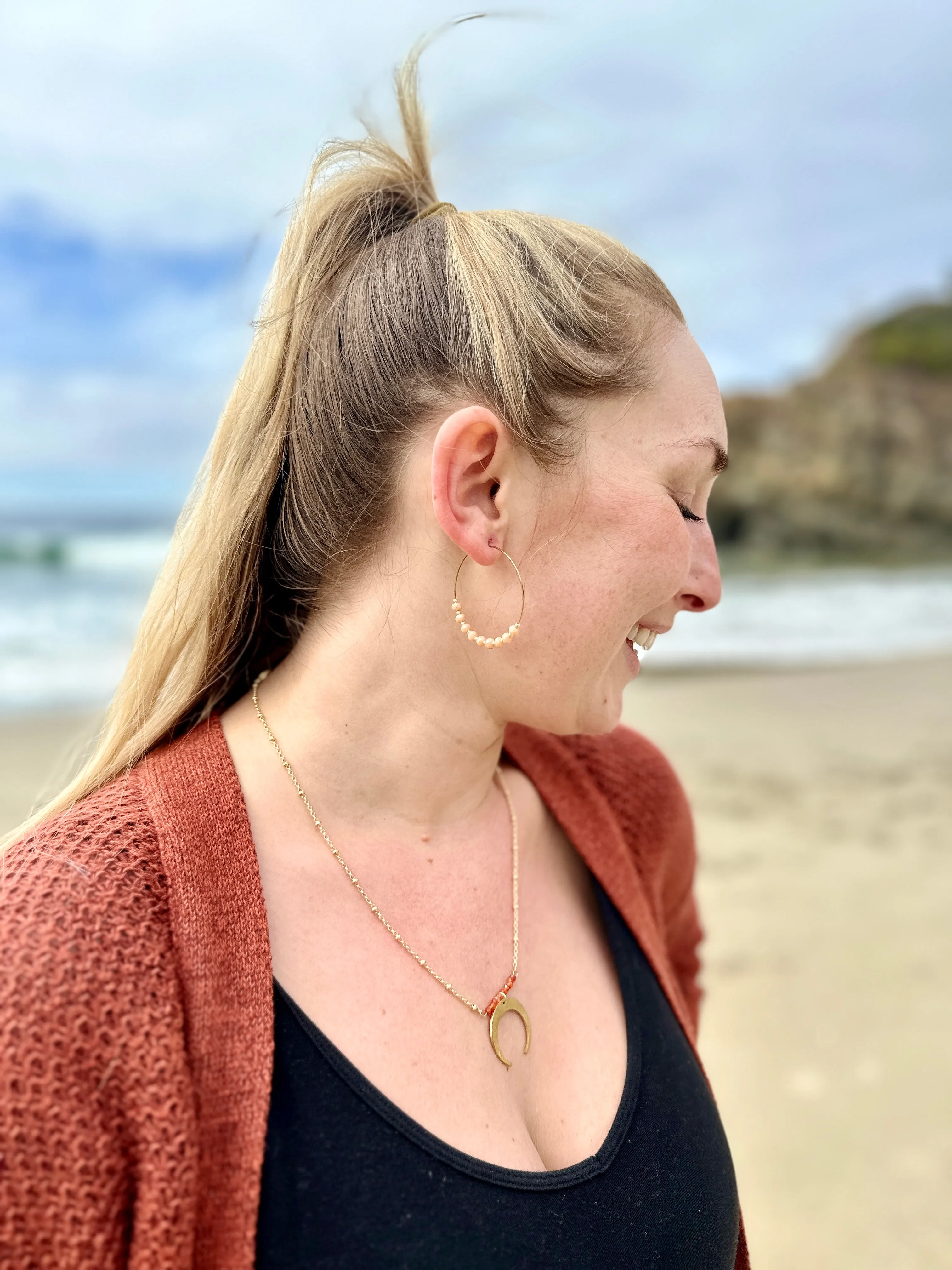 Shades of Citrine   Crescent Moon Necklace