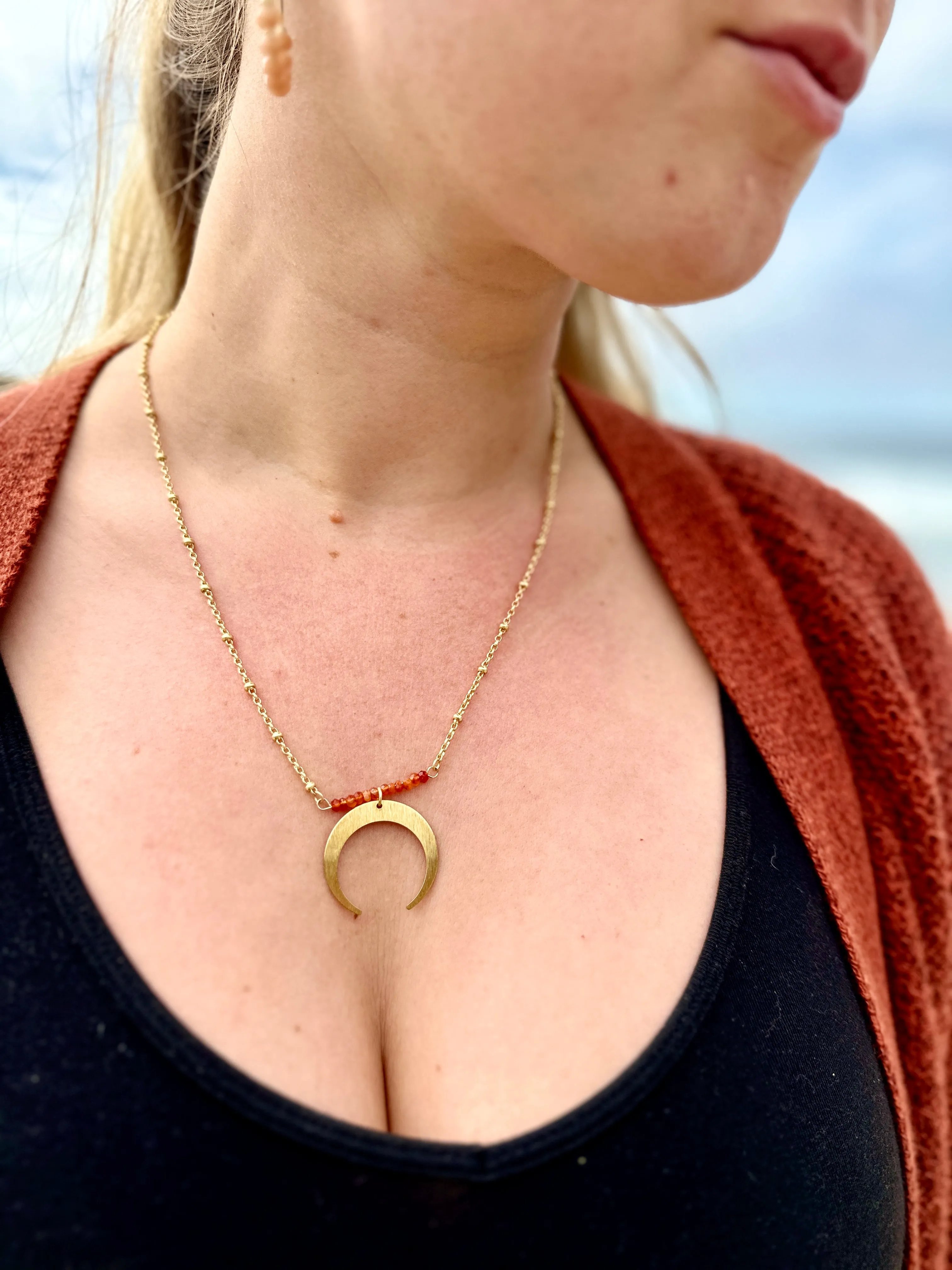 Shades of Citrine   Crescent Moon Necklace