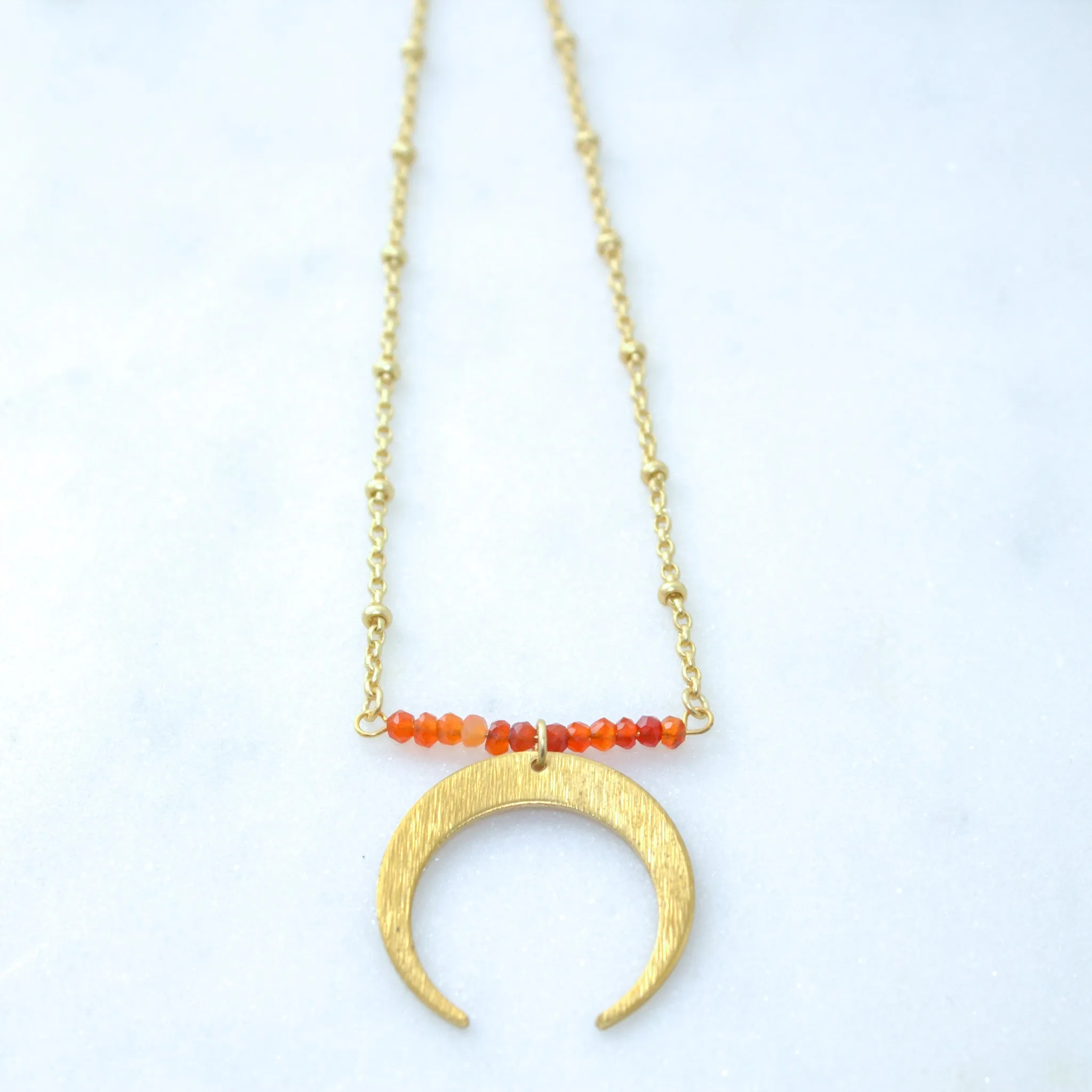 Shades of Citrine   Crescent Moon Necklace