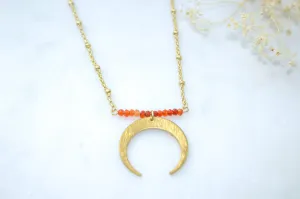 Shades of Citrine   Crescent Moon Necklace
