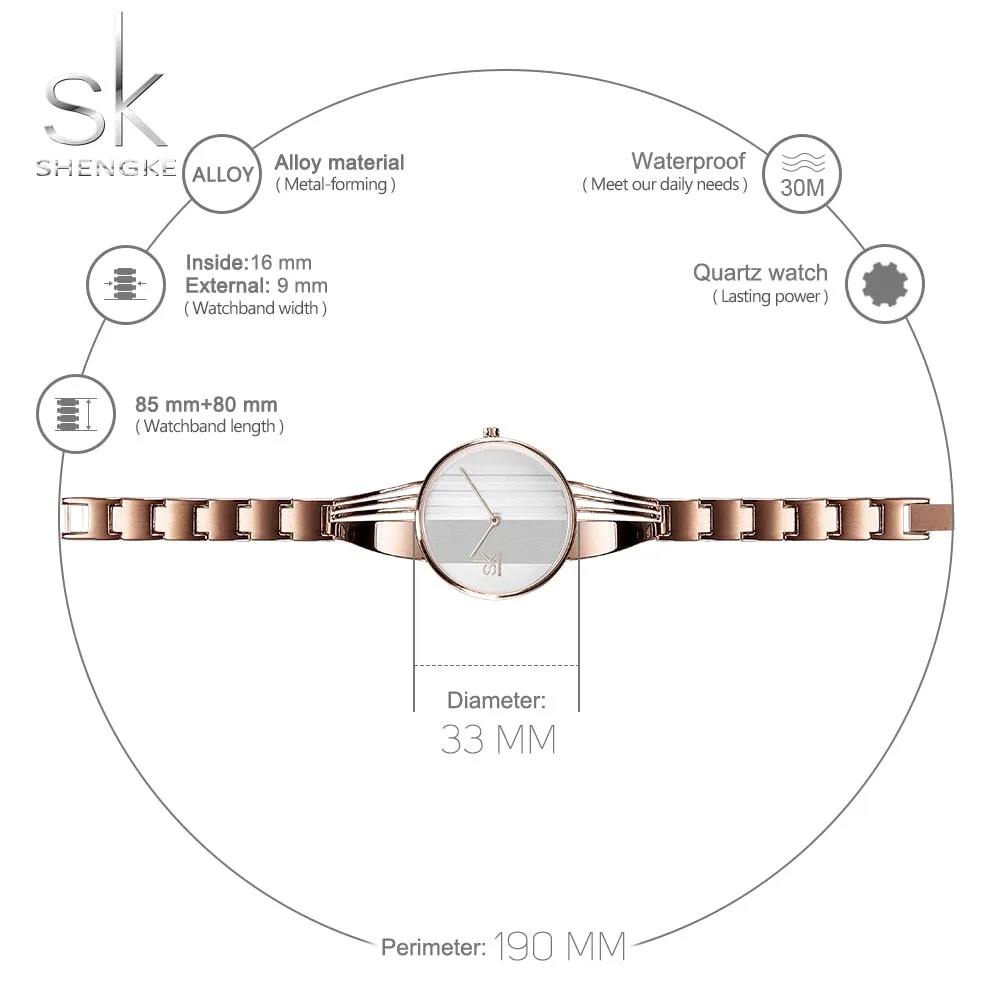 Shengke Fashion Gold-plated Women Watches Charm Ladies Wristwatch Bracelet Quartz Watch Women Montre Femme Relogio Feminino
