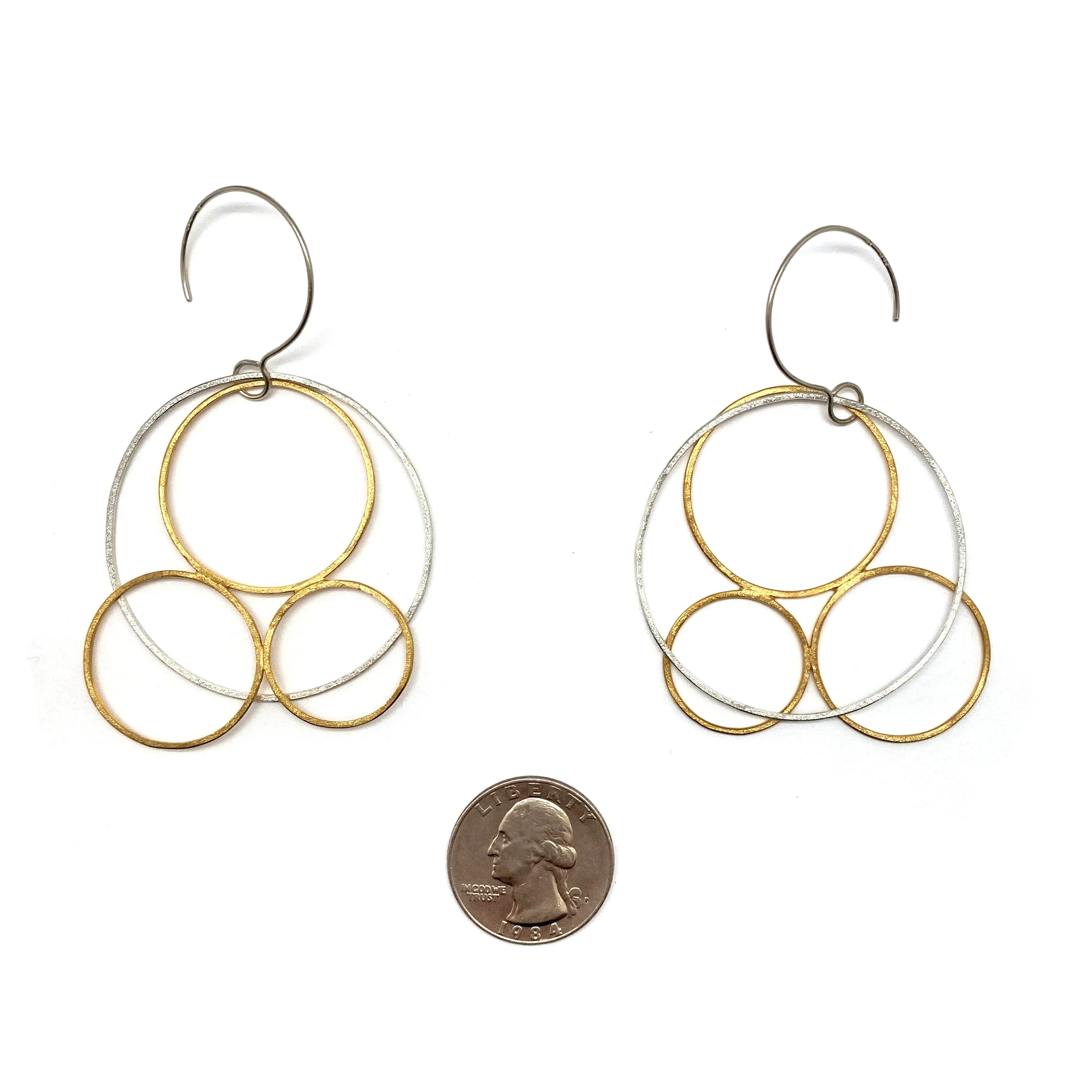 Silver and Gold Circle Earrings