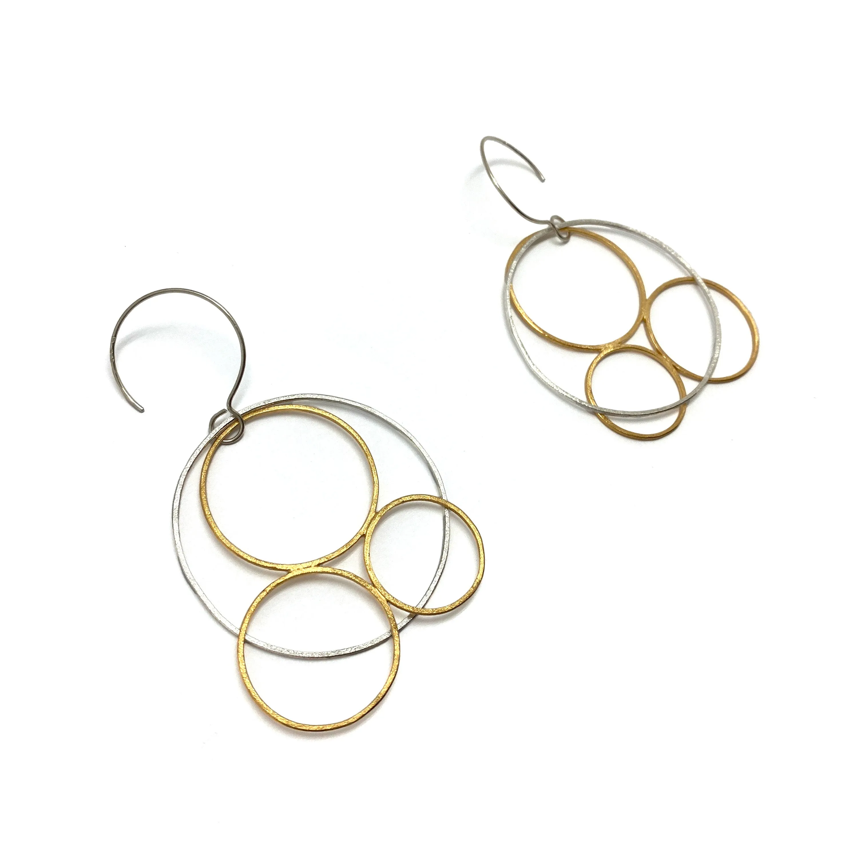 Silver and Gold Circle Earrings