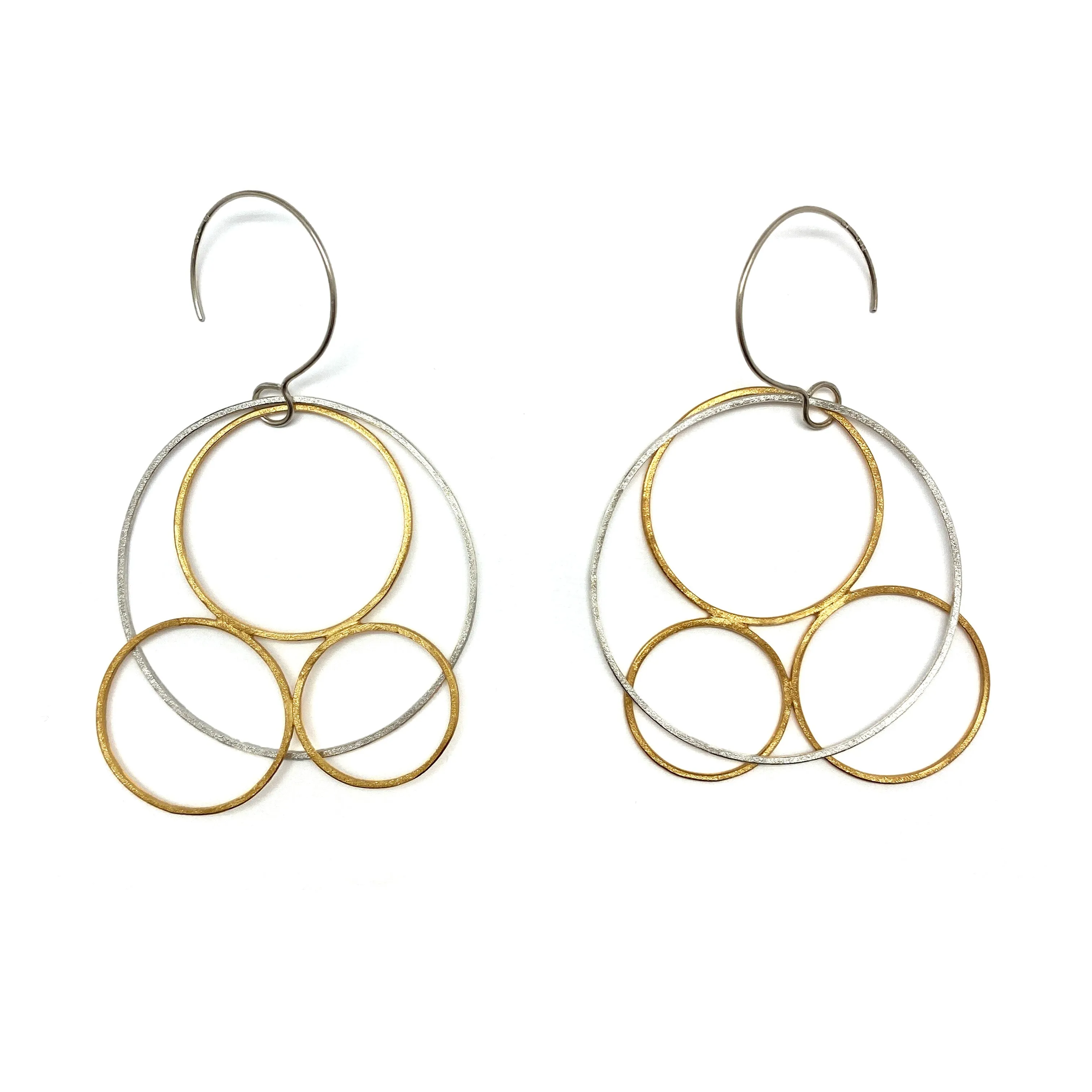 Silver and Gold Circle Earrings