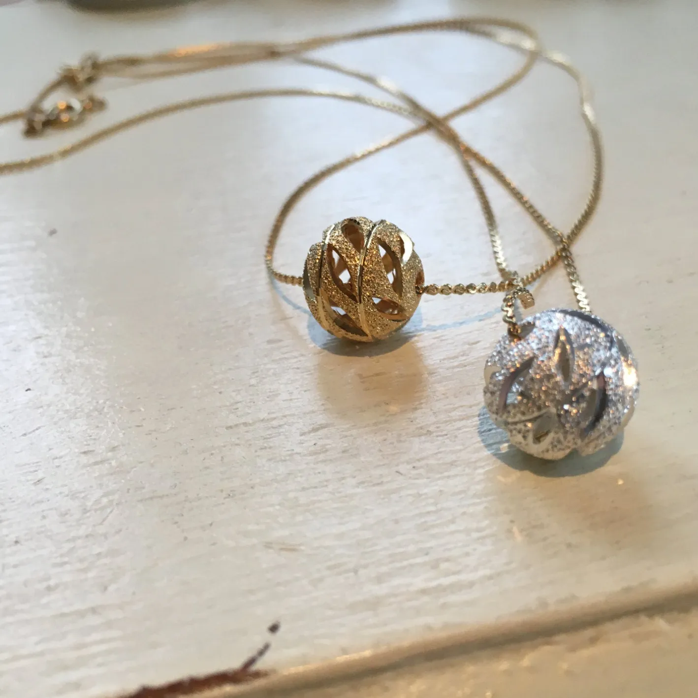 Silver Ball and Gold Necklace - Minimalist.