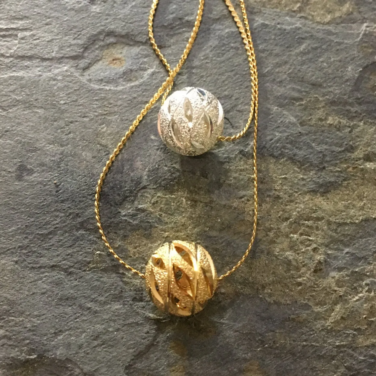 Silver Ball and Gold Necklace - Minimalist.