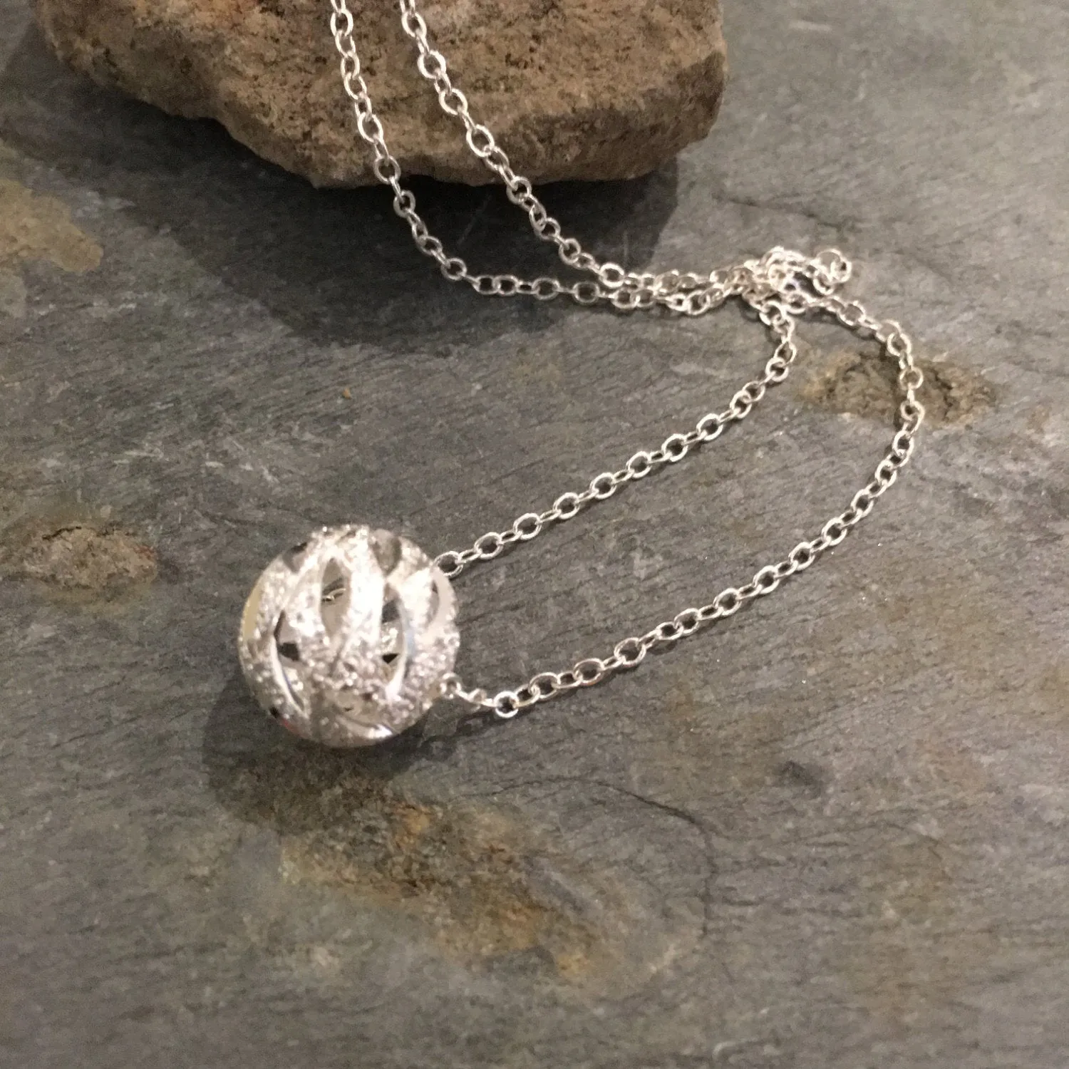 Silver Ball and Gold Necklace - Minimalist.
